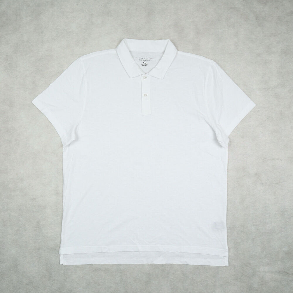 The Men's Store Cotton Slub Polo Shirt White Size XL